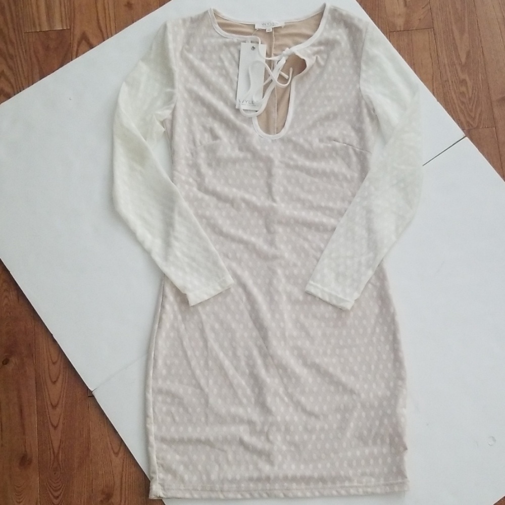 WYLDR White Stereo Long Sleeve Bodycon Dress